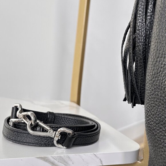 Michael Kors Black Pebbled Leather Hobo Bag with Tassel Charm - Picture 5 of 5